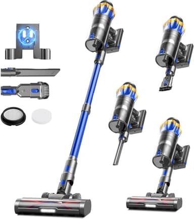 Cordless Vacuum Cleaner, 650W 55KPA 70Mins Stick Vacuum with Touch Screen, Anti-Tangle, Self-Standing Vacuum Cleaners, Rechargeable, Wireless Vacuum for Pet Hair, Hard Floors, Carpet