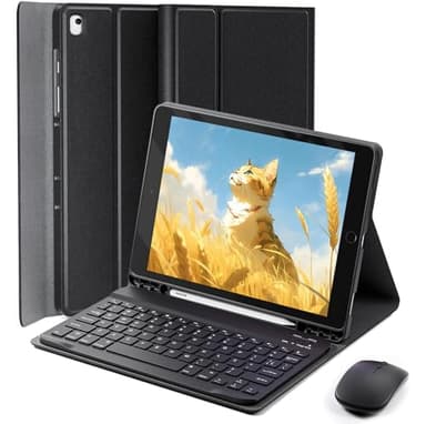 TUNKARMOR for iPad 9th / 8th / 7th Generation 10.2 inch & iPad Air 3rd Gen & iPad Pro 10.5 inch Case with Keyboard - Built in Pencil Holder with Mouse, Auto Sleep/Wake, Black