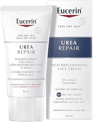 EUCERIN Urea Repair Replenishing Night Face Cream for Dry to Very Dry Skin | Face, 50mL | 5% Urea Cream | Ceramide Cream | Fragrance-free Cream| Non-Greasy Cream | Recommended Brand by Dermatologists