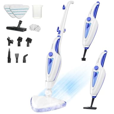 12-in-1 Steam Mop, Fast 15-Sec Heat-Up, 1500W Detachable Handheld Steam Cleaner with 2 Dirt Grip Pads, Removes 99.99% Stubborn Stains for Hardwood Floors, Clothes, Windows, Tiles, Navy