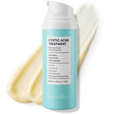 BellamiLuxx Cystic Acne Treatment for Face: Hormonal Acne Treatment Cream for Teens & Adults - Salicylic Acid & Tea Tree Oil Pimple Spot Remover - Anti-Acne Moisturizer Reduces Redness, Blemishes