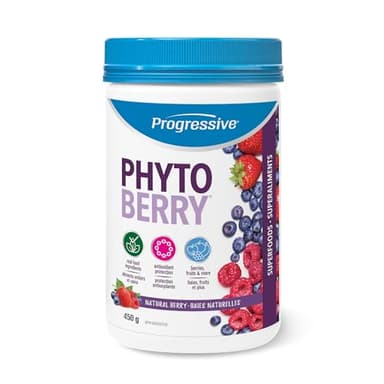 Progressive PhytoBerry Antioxidant Superfood Powder Natural Berry Flavour, Canadian-Made with 40 Fruit Concentrates, Phytonutrients, organic Acai berry, and Plant Oils for Complete Free-Radical Defence, Vegan, Gluten-Free, and All Natural, 450 g