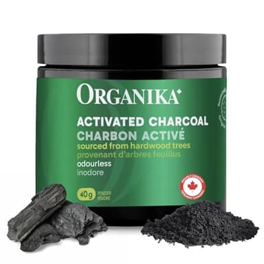 Organika Canadian-Made Activated Charcoal Powder- Food Grade, Detox Support, Teeth Whitening, Face Wash- 40g