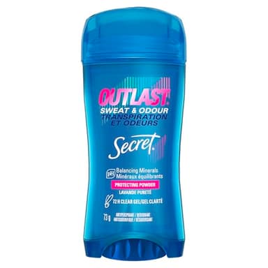 Secret Outlast Sweat & Odor Clear Gel Women's Antiperspirant Deodorant, Protecting Powder Scent, 73 grams
