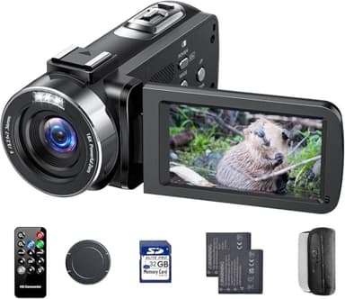 Camcorder Video Camera 4K 30fps 42MP YouTube Vlogging Camera 18x Digital Zoom Cam Corder with 3.0 Inch 270° Rotation Screen Remote Control 32GB Card 2 Batteries for Wedding Travel
