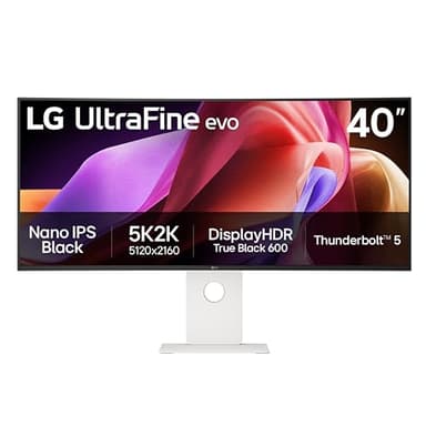 LG 40U990A-W Ultrafine™ 40-inch 5K2K (5120x2160) 120Hz 5ms IPS Black Curved Monitor with Thunderbolt™ 5, KVM Switch, Speaker, FreeSync Premium, Eyecare Mode, 96W Thunderbolt PD, Tilt/Height/Swivel