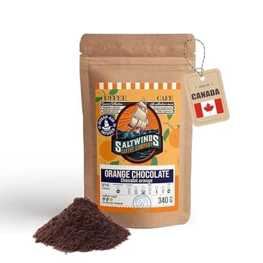 Orange Chocolate Ground Coffee by Saltwinds Coffee Company (340g) | Medium Roast | 100% Arabica | Delicious Flavoured | Freshly Roasted in the Maritimes | Made in Canada