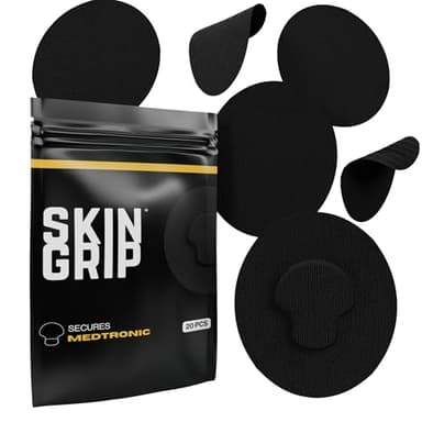 Skin Grip CGM Patches for Medtronic Guardian (20-Pack), Waterproof & Sweatproof for 10-14 Days, Pre-Cut Adhesive Tape, Continuous Glucose Monitor Protection (Black)