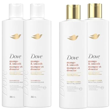 Dove Mango & Smooth Shampoo & Conditioner for Dull & Dry Hair, with Liquid Bio-Protein Care Technology, 355 ML (2 Shampoo + 2 Conditioner)