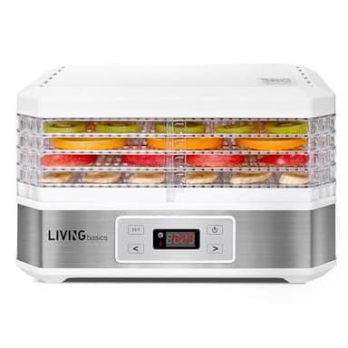 LIVINGBasics Food Dehydrator, Electric Dryer Dehydrators Machine with 48H Timer & Temperature Control for Beef Jerky Fruits Meat Herbs Vegetables, 5 BPA-Free Trays, Overheat Protection