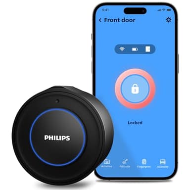 Philips Wi-Fi Smart Lock, Turn Your Existing Deadbolt into a Smart Door Lock, Built-in WiFi, APP Remote Control, Keyless Entry, Auto-Lock, Multiple Alarm - Matte Black