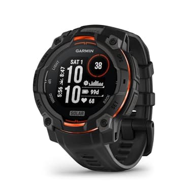 Garmin Instinct® 3 45mm, Solar Charged Display, Rugged Outdoor GPS Smartwatch, Metal-Reinforced Bezel, Built-in Flashlight, Black