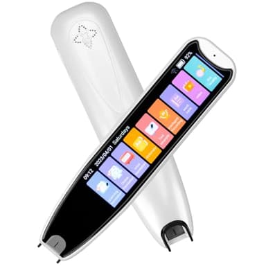 Scan Reader Pen for Dyslexia & Language Translation – 142 Languages Text-to-Speech OCR Translator Device with Voice Recording & Touchscreen, Ideal for Elderly, Kids, Students (White)