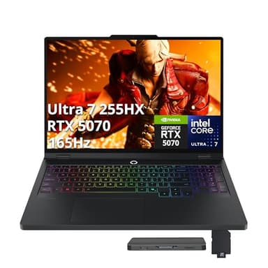 Lenovo Legion Pro 5i 16" WQXGA 165Hz Gaming Laptop, Intel 20-core Ultra 7 255HX (Beats Intel i9-14900HX), GeForce RTX 5070, 32GB DDR5, 2TB SSD, 24-Zone RGB Backlit, Win 11, Black, 1TB Docking Station