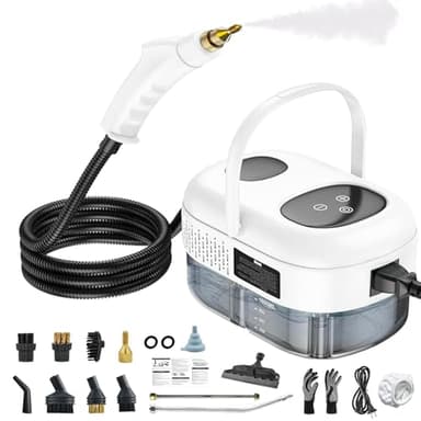 Handheld Steam Cleaner, 2500W Portable Steamer Cleaning, High Pressure Steam Cleaner with 6 Brush Heads, Smart Touch Screen, 6-Speed Adjustment for Floor, Car, Couch, Furniture, Kitchen, Bathroom