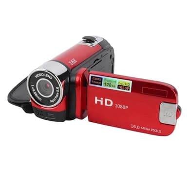 Video Camera Camcorder Digital Camera Recorder 1080P with 2.4 Inch Color Screen, 16MP 16X Zoom Anti Shake Camcorder Built in Battery (Red)