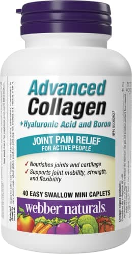 Webber Naturals Advanced Collagen + Hyaluronic Acid & Boron, Helps Reduce Osteoarthritic Joint Pain & Stiffness, 40 Mini Caplets