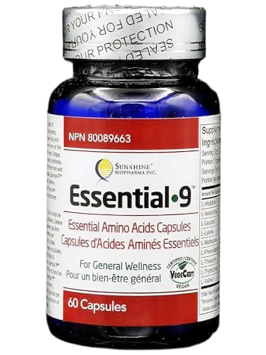 Sunshine Biopharma’s Essential 9 Amino Acids (EAA), 30 Servings, Vegan Certified Complete Amino Profile, Muscle Protection, Immunity & Energy