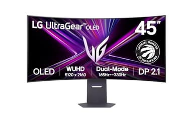LG Ultragear™ 45GX950A 45-inch OLED Dual-Mode 5K2K (5120x2160) Gaming Monitor 800R Curved (WUHD 165Hz WFHD 330Hz) 0.03ms DisplayPort USB-C 90W NVIDIA® G-SYNC® Compatible AMD FreeSync™ Premium Pro