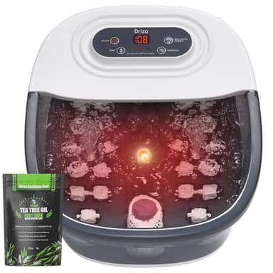 Foot Spa Bath Massager with Heat, Epsom Salt, Bubbles, Vibration and 22 Massage Rollers, Pedicure Tub for Relaxation, Foot Soaker with Red Light and Temp Control