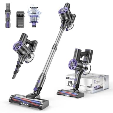 Cordless Vacuum Cleaner for Home, 80,000PRM Powerful 4 in 1 Lightweight Stick Vacuum with 2 Adjustable Suctions, Max 40 Mins Runtime, 2600mAh Rechargeable Vacuums (Lavender)