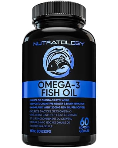 Nutratology Omega 3 Fish Oil Supplement Triple Strength with Fatty Acids - 1200MG Fish Oil, 720 MG Omega 3 Supplements, 432MG EPA & 288MG DHA Per Softgel. Burp-less Lemon Flavour - 60 Softgels