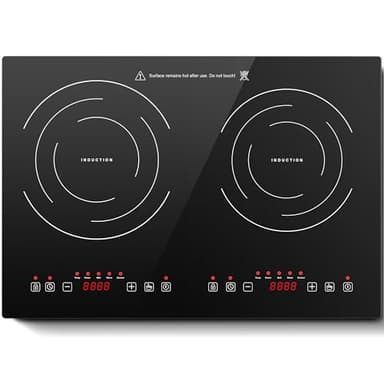 Induction Cooktop with 2 Burners, Horizontal Electric Stove, Built-In Induction Cooker, 1800W Sensor Touch Electric Cooktop, 18 Power Levels, Timer, Safety Lock, 120V, 20 Inch, ETL Certified