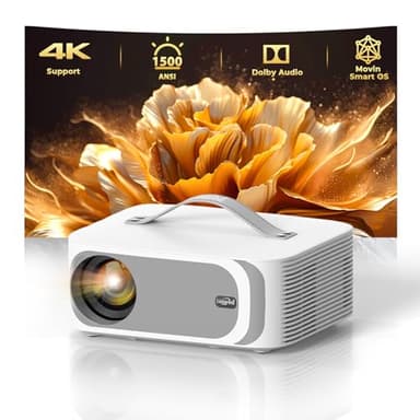 Projector 4k: [Official-Apps/Auto Focus/1500ANSI] Smart Projector Bluetooth 5.2 & WiFi 6: 4D/4P Keystone,30W Dolby Audio,HDR10+,Lisowod Portable Projecteur for Movie Home Theater