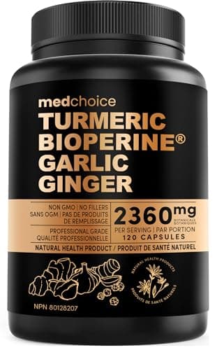4-in-1 Turmeric and Garlic Supplements with Bioperine 2360 mg Turmeric Ginger Root Capsules with Garlic for Joint, Digestion & Immune Support (120 ct)