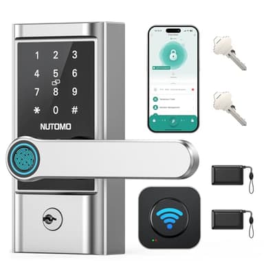 Keyless Entry Door Lock Handle Set : NUTOMO Silver WiFi Smart Front Door Lock,Front Door Handle,App Remote Control, Digital Bluetooth Keypad Deadbolt with Alexa Auto Lock for Home Hotel Security
