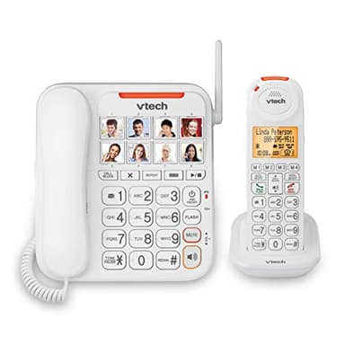 VTech CareLine SN5147 Amplified Corded/Cordless Senior Phone System with 90dB Extra-Loud Visual Ringer, Big Buttons & Large Display