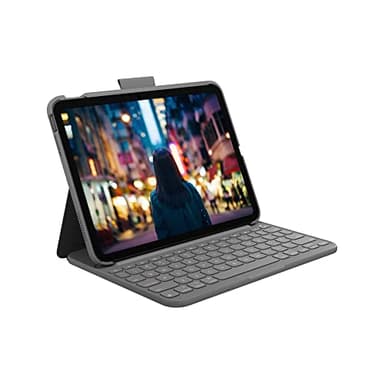 Logitech Slim Folio Keyboard Case for iPad (10th gen & A16) with Integrated Bluetooth Wireless Keyboard - Oxford Gray
