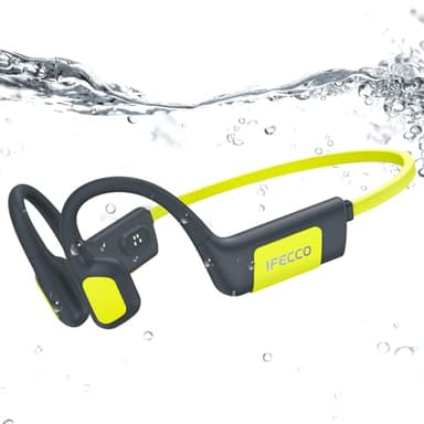 IFECCO Swimming Headphones Bluetooth 5.4 - Bone Conduction Underwater Headphones, IP68 Waterproof Open Ear Headpohnes with Mic, 32GB MP3 Player Memory for Swimming, Running, Cycling