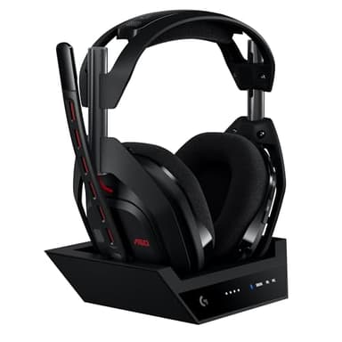 Logitech G Astro A50 Lightspeed Wireless Gaming Headset + Base (Gen 5), PRO-G Graphene, 3-System Switching, USB-C to Xbox, PS5, PC/Mac, Nintendo Switch, Switch 2, Bluetooth - Black