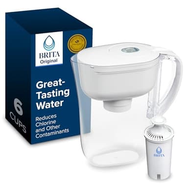 Brita 6 Cup Filter Pitcher withSmart Light Indicator, Reduces Chlorine taste and odour from Tap Water, Filters 151 Litres, Metro, White