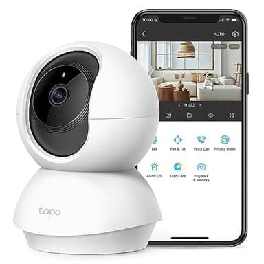 TP-Link Tapo 2K Pan/Tilt Indoor Security WiFi Camera, Baby & Pet Camera w/ 360° Motion Tracking, 2-Way Audio, Night Vision, Cloud & Local Storage (Up to 256 GB), Works w/Alexa & Google (Tapo C210)