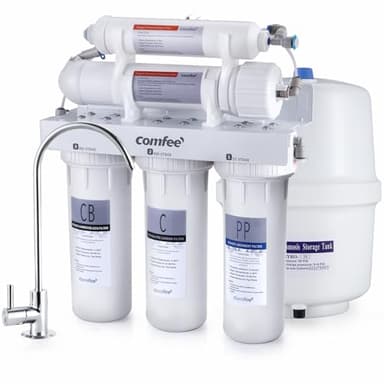 COMFEE’ CMP10 5-Stage Reverse Osmosis System, NSF Certified Water Filter for Under Sink, Ultra Safe Drinking Water Filtration System, Leak-Free RO System, 75 GPD