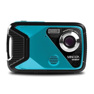 Minolta Waterproof Digital Camera – 21MP Photos, 1080p HD Video, 2.8” LCD, Underwater Up to 16ft, 4X Digital Zoom, Anti-Shake, Face Detection, Smile Capture, Scene Modes, 16GB Card (Teal) (Renewed)