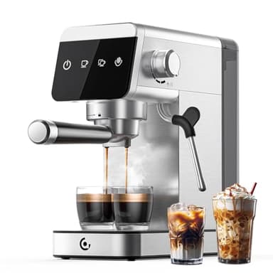 Espresso Machines with LED Touch Screen, Coffee Maker Equip 20 Bar Pressure System, Machine A Cafe with Milk Forther, Compact Latte Machine for Home