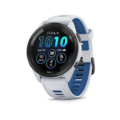 Garmin Forerunner® 265 Running Smartwatch, Colorful AMOLED Display, Training Metrics and Recovery Insights, Whitestone and Tidal Blue