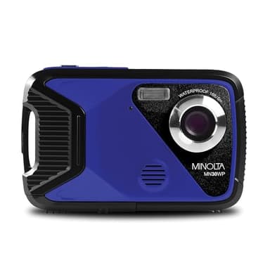 Minolta Waterproof Digital Camera – 21MP Photos, 1080p HD Video, 2.8” LCD, Underwater Up to 16ft, 4X Digital Zoom, Anti-Shake, Face Detection, Smile Capture, Scene Modes, 16GB Card (Blue)