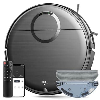 Robot Vacuum and Mop Combo, 2 in 1 Mopping Robot Vacuum Cleaner with Schedule, Wi-Fi/App/Remote, 2000Pa Max Suction, Self-Charging Robotic Vacuum, Slim, Ideal for Hard Floor, Pet Hair, Low-Pile Carpet