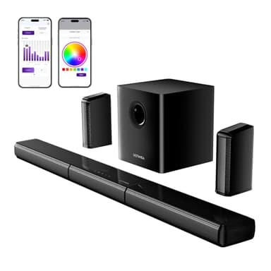 ULTIMEA 7.1ch Virtual Surround Soundbar, Soundbar with Subwoofer and 2 Surround Speakers, Home Theater Soundbar System with RGB, 6.5" Subwoofer, Peak Power 410W, App, HDMI/Opt/AUX/BT Apollo S70 Ultra