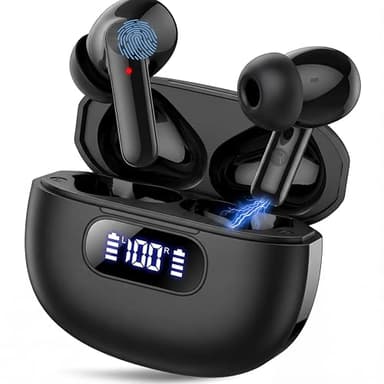 Wireless Earbuds, Bluetooth 6.0, Wireless Headphones, LED Digital Battery Display, IPX7 Waterproof in Ear Headphones, 56-Hour Playtime, 200 Hr Standby,Type-C Charging, Smart Touch Controls. (Black)