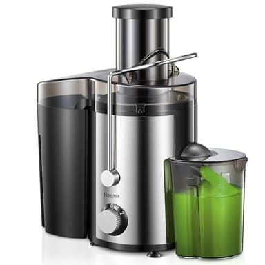 Reemix Juicer Machine, Big Mouth Large 3” Feed Chute for Whole Fruits and Vegetables, Easy to Clean, Centrifugal Extractor, BPA Free (Black, 800W)