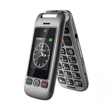 4G Unlocked Senior Flip Phone for Elderly, Easy-to-Use Feature Phone with Dual Screen Clamshell Design, Charging Dock, SOS Emergency Button, Flashlight, Camera, FM Radio,Black