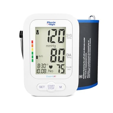 Physio Logic Essentia+ Clinically Accurate, Affordable Blood Pressure Monitor for Home Use, Easy 1-Touch Operation, Premium XL Display, 2-User, 120 Readings, Wide Cuff (22–42 cm), Compact Carry Case