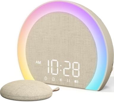 ANJANK Loud Alarm Clock with Wireless Bed Shaker, Vibrating Dual Alarm with Light Wake Up for Heavy Sleepers & Hearing Impaired, 9-Color Night Light, 8 Sounds, 0-100% Dimmer, USB Charger, Bedroom