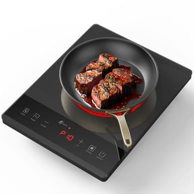 Electric Hot Plate,Nuopuplai Single Countertop Burner Portable Ceramic Cooktop For Cooking Ultra-thin Electric Stove Infrared Cooker,24-Hour Timer Child Safety Lock,Compatible With All Cookware
