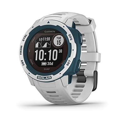 Garmin Instinct Solar Surf, Solar-Powered Rugged Outdoor Smartwatch with Tide Data and Dedicated Surfing Activity, Cloudbreak